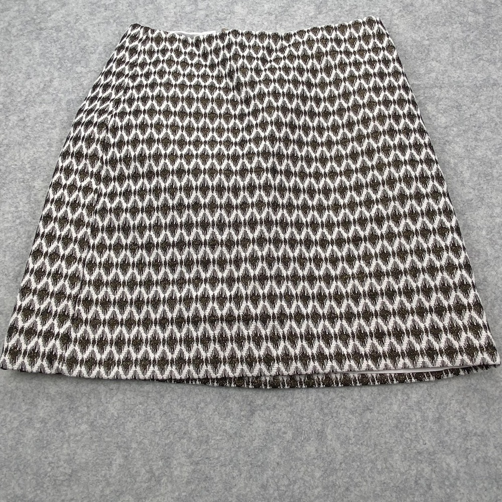 LOFT Skirt Womens 2P Brown Geometric Tweed Mini Lined Zip Back Glitter Work